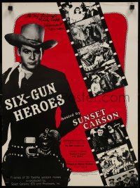 1b044 SUNSET CARSON signed 17x23 TV poster 1980s when he hosted Six-Gun Heroes on PBS!