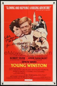 1b094 YOUNG WINSTON signed style B 1sh 1972 by Simon Ward, great montage with Anne Bancroft!