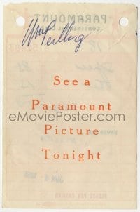 1b644 WILLIAM PERLBERG signed 4x6 receipt 1955 on his receipt from the Paramount Continental Cafe!