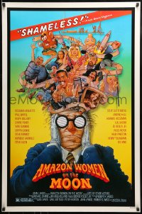 1c072 AMAZON WOMEN ON THE MOON 1sh 1987 Joe Dante, cool wacky artwork of cast by William Stout!