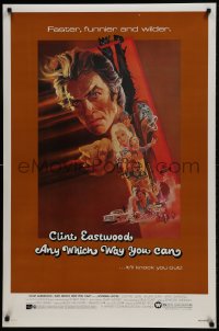 1c080 ANY WHICH WAY YOU CAN 1sh 1980 cool artwork of Clint Eastwood & Clyde by Bob Peak!