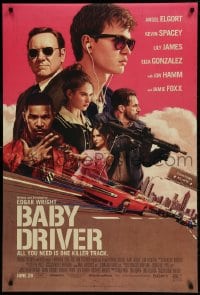 1c094 BABY DRIVER advance DS 1sh 2017 Ansel Elgort in the title role, Spacey, James, Jon Bernthal!