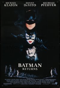 1c107 BATMAN RETURNS 1sh 1992 Michael Keaton, Danny DeVito, Michelle Pfeiffer, Tim Burton!