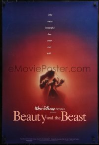1c125 BEAUTY & THE BEAST DS 1sh 1991 Disney cartoon classic, romantic dancing art by John Alvin!