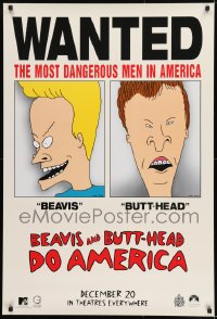 1c127 BEAVIS & BUTT-HEAD DO AMERICA teaser 1sh 1996 Mike Judge, most dangerous men in America!