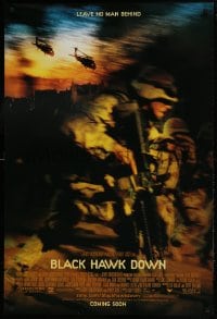 1c138 BLACK HAWK DOWN advance 1sh 2001 Ridley Scott, Josh Hartnett with assault rifle in helicopter!