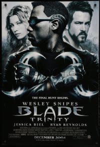 1c145 BLADE TRINITY advance DS 1sh 2004 Wesley Snipes, tough guy Ryan Reynolds, Jessica Biel!