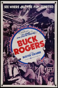 1c161 BUCK ROGERS 1sh R1966 Buster Crabbe sci-fi serial, see where all the fun started!