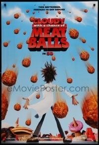 1c193 CLOUDY WITH A CHANCE OF MEATBALLS teaser DS 1sh 2009 Bill Hader, Anna Faris, cute animation!