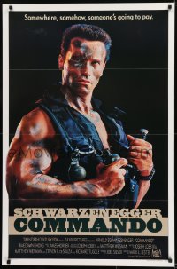 1c196 COMMANDO int'l 1sh 1985 Arnold Schwarzenegger is going to make someone pay!