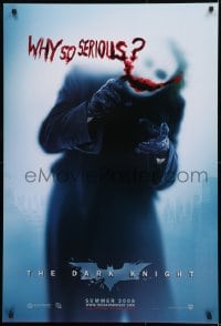 1c227 DARK KNIGHT teaser DS 1sh 2008 cool image of Heath Ledger as the Joker, why so serious?