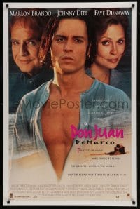 1c269 DON JUAN DEMARCO DS 1sh 1995 beefcake Johnny Depp, Marlon Brando, Faye Dunaway