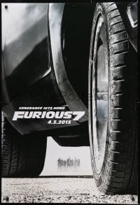 1c347 FURIOUS 7 teaser DS 1sh 2015 Jason Statham, Dwayne Johnson, Vin Diesel, close up image of car