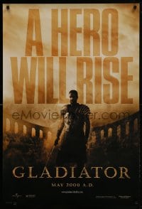 1c366 GLADIATOR teaser DS 1sh 2000 a hero will rise, Russell Crowe, directed by Ridley Scott!