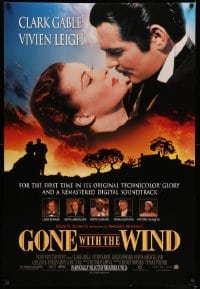 1c373 GONE WITH THE WIND advance DS 1sh R1998 classic image of Clark Gable and Vivien Leigh!