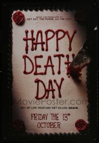 1c395 HAPPY DEATH DAY teaser DS 1sh 2017 Jessica Rothe, get up, live your day, get killed again!