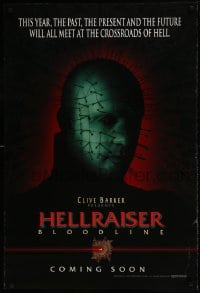 1c411 HELLRAISER: BLOODLINE teaser DS 1sh 1996 Clive Barker, Pinhead at the crossroads of hell!
