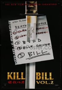 1c521 KILL BILL: VOL. 2 teaser 1sh 2004 Uma Thurman, Quentin Tarantino directed, hit list & katana!