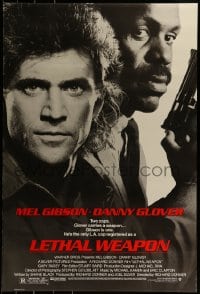 1c556 LETHAL WEAPON 1sh 1987 great close image of cop partners Mel Gibson & Danny Glover!