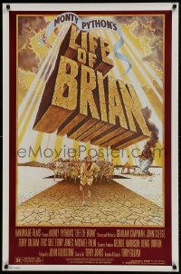1c562 LIFE OF BRIAN 1sh 1979 Monty Python, great wacky artwork of Chapman running from mob!