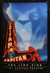 1c563 LION KING advance 1sh 1994 classic Disney cartoon World Premiere at the El Capitan Theatre!