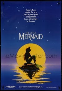 1c566 LITTLE MERMAID teaser DS 1sh 1989 Disney, great art of Ariel in moonlight by Morrison/Patton!