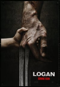 1c572 LOGAN style A revised int'l teaser DS 1sh 2017 Jackman in the title role as Wolverine, claws out!
