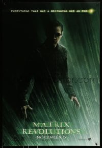 1c614 MATRIX REVOLUTIONS teaser DS 1sh 2003 cool image of Keanu Reeves as Neo!
