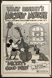 1c629 MICKEY'S GOOD DEED 1sh R1974 Disney, Mickey Mouse plays carols on cello while Pluto sings!