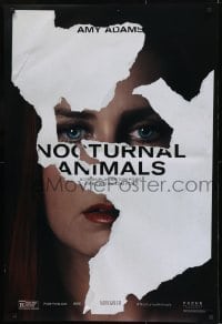 1c674 NOCTURNAL ANIMALS teaser DS 1sh 2016 Tom Ford, close-up of Amy Adams behind torn paper!