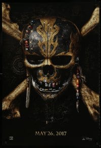 1c707 PIRATES OF THE CARIBBEAN: DEAD MEN TELL NO TALES teaser DS 1sh 2017 gold skull & crossbones!