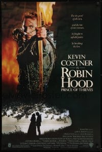 1c753 ROBIN HOOD PRINCE OF THIEVES DS 1sh 1991 cool image of Kevin Costner w/flaming arrow!