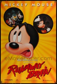 1c765 RUNAWAY BRAIN DS 1sh 1995 Disney, great huge Mickey Mouse Jekyll & Hyde cartoon image!