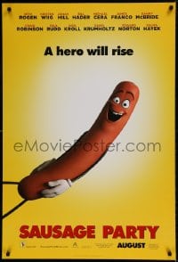1c769 SAUSAGE PARTY teaser DS 1sh 2016 Seth Rogen, Jonah Hill, outrageous image, a hero will rise!