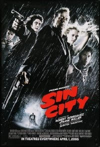 1c801 SIN CITY advance 1sh 2005 graphic novel by Frank Miller, cool image of Bruce Willis & cast