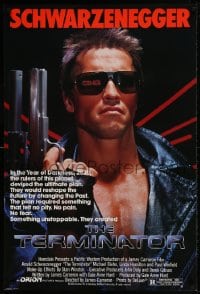 1c895 TERMINATOR 1sh 1984 classic image of cyborg Arnold Schwarzenegger, no border design!