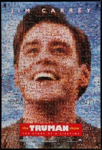 1c921 TRUMAN SHOW teaser DS 1sh 1998 really cool mosaic art of Jim Carrey, Peter Weir