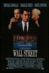 1c952 WALL STREET 1sh 1987 Michael Douglas, Charlie Sheen, Daryl Hannah, Oliver Stone!