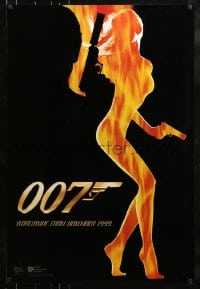 1c984 WORLD IS NOT ENOUGH int'l teaser DS 1sh 1999 James Bond, cool flaming silhouette of sexy girl!