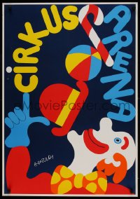 1d048 CIRKUS ARENA 24x34 Danish circus poster 1974 Per Arnoldi artwork of clown!