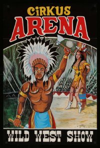 1d049 CIRKUS ARENA WILD WEST SHOW 24x36 Danish circus poster 1977 Native Americans, Leo Gaston!