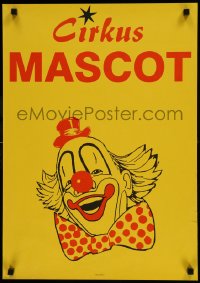 1d050 CIRKUS MASCOT 18x5 Danish circus poster 1990 great different artwork of smiling clown!
