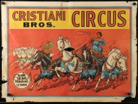 1d055 CRISTIANI BROS CIRCUS 21x28 circus poster 1960s striking art of chariot race!