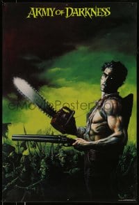 1d819 ARMY OF DARKNESS 27x40 commercial poster 1992 Campbell by Michael Hussar, yellow title design!