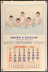 1d025 DIONNE QUINTUPLETS calendar page 1937 first known set to survive infancy!
