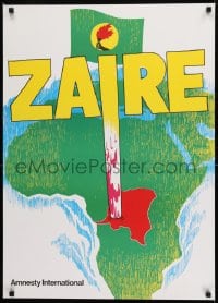 1d506 AMNESTY INTERNATIONAL 24x33 Danish special poster 1970s art of Zaire with bloody stake!