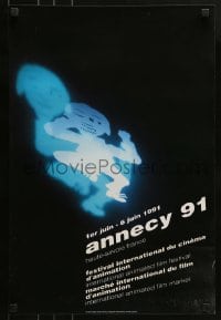 1d035 ANNECY 16x24 French film festival poster 1991 great different art and design!