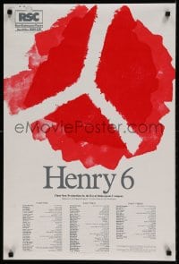 1d066 HENRY 6 20x30 English stage poster 1978 based on the classic play by William Shakespeare!