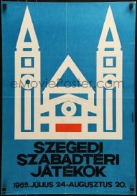1d072 SZEGEDI SZABADTERI JATEKOK 19x27 Hungarian stage poster 1965 Peter Horvath artwork of church