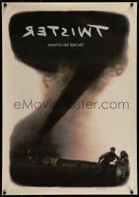 1d027 TWISTER 19x27 static cling poster 1996 storm chasers Bill Paxton & Helen Hunt, different!